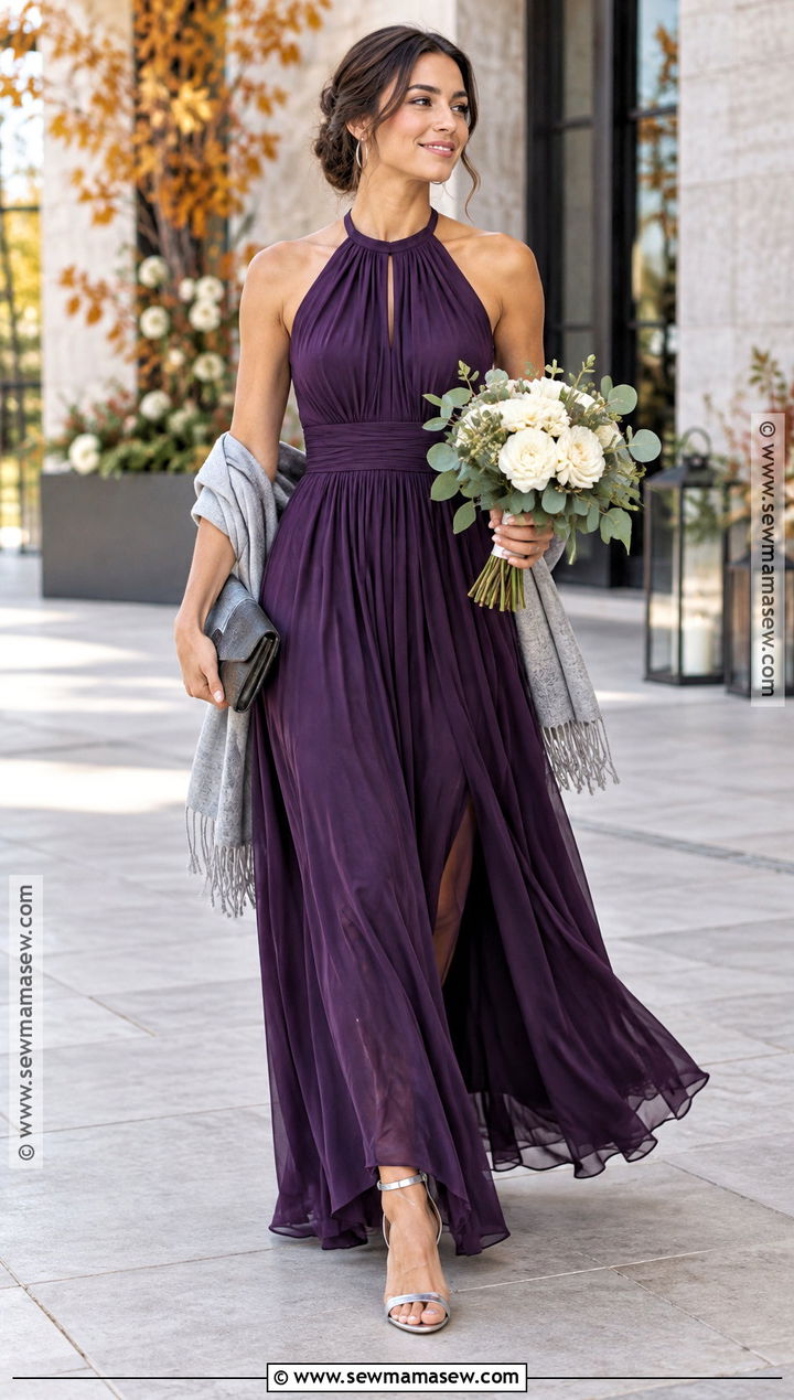 Deep Violet Halter Purple Bridesmaid Dress - 15 Fall Purple Bridesmaid Dresses