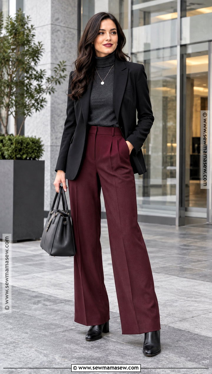 Deep Winter Burgundy Pants Outfit - 15 Deep Winter Outfits For Fall