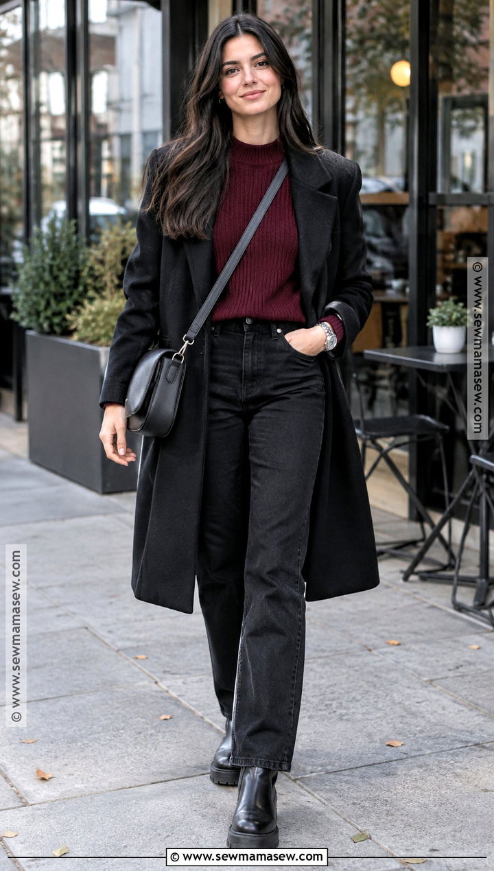 Deep Winter Burgundy Sweater Outfit - 15 Deep Winter Outfits For Fall