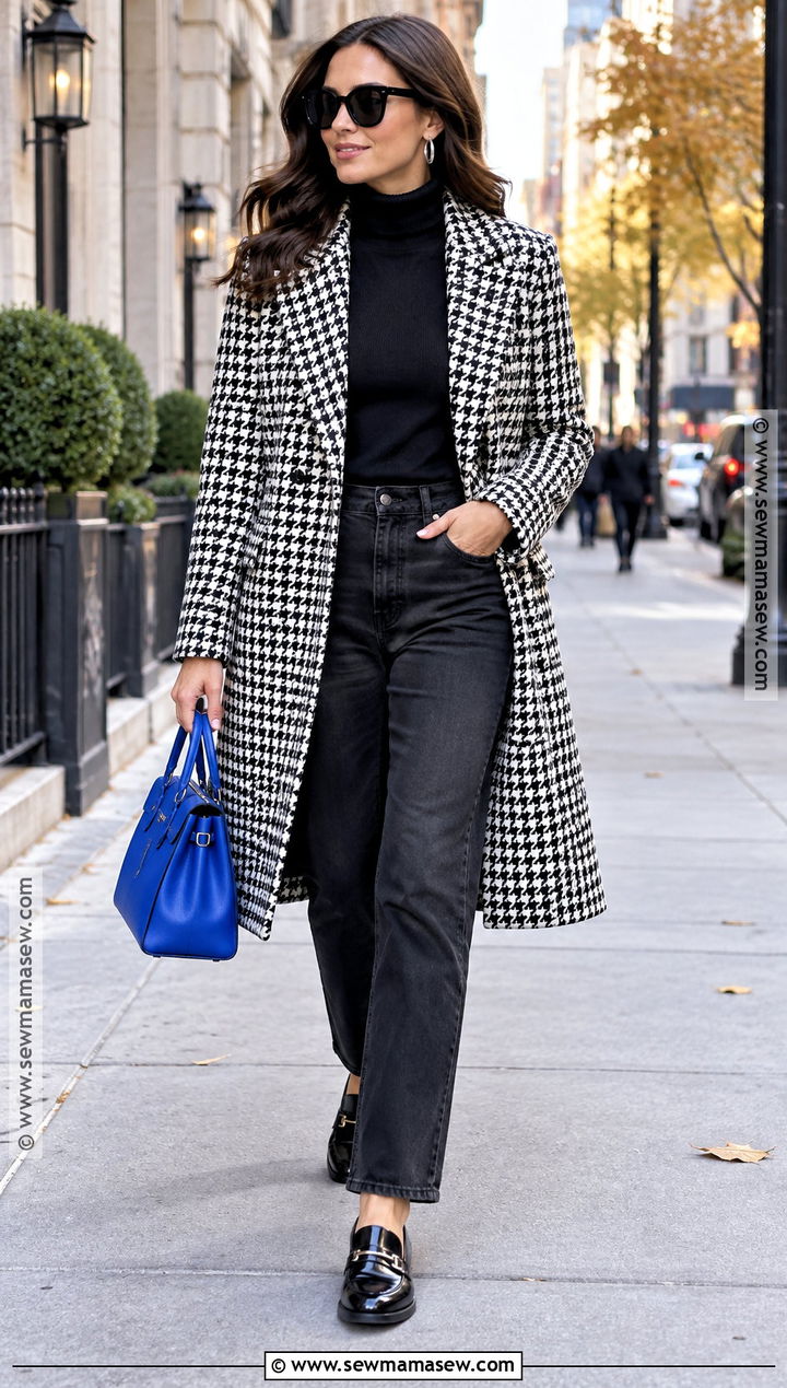 Deep Winter Houndstooth Coat Outfit - 15 Deep Winter Outfits For Fall