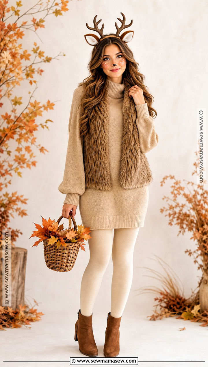 Deer Costume With Antler Headband - 50 cute halloween costumes