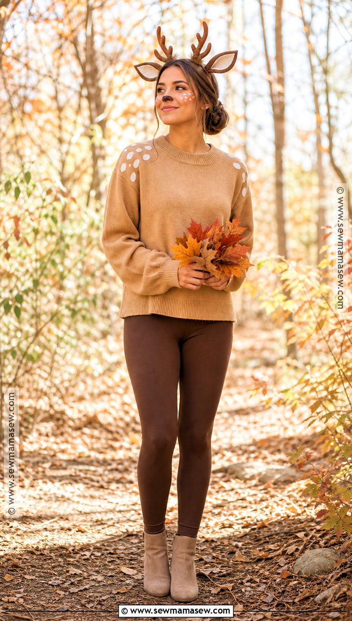 Deer Costume With Brown Outfit - 30 Simple Costumes For Women Last Minute