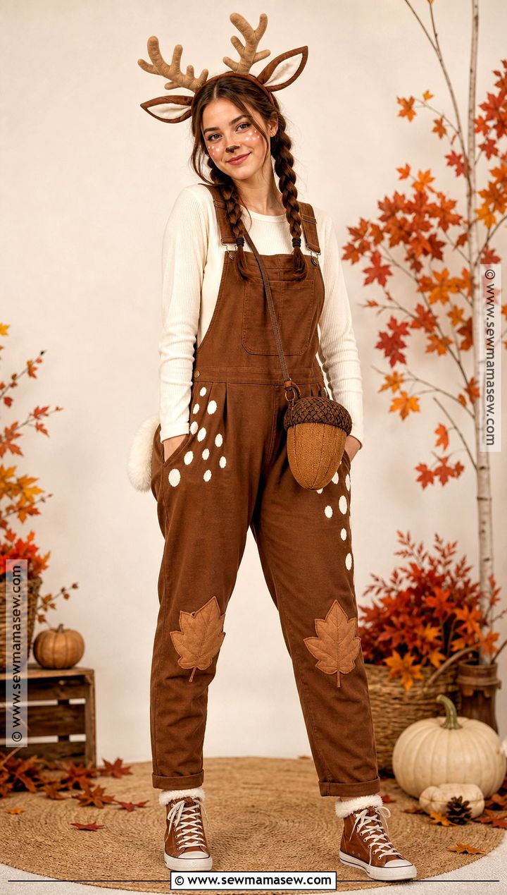 Deer Costume With Brown Overalls - 50 deer costume ideas