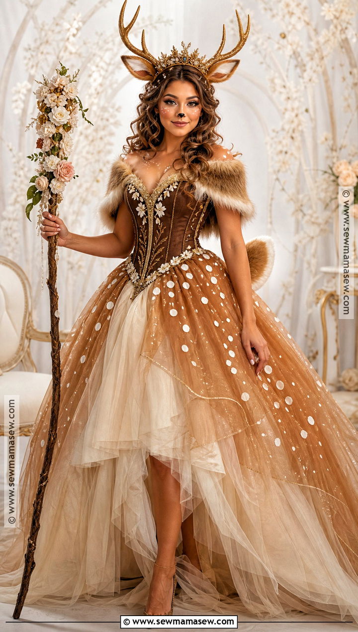 Deer Princess Costume With Tulle Gown - 50 deer costume ideas