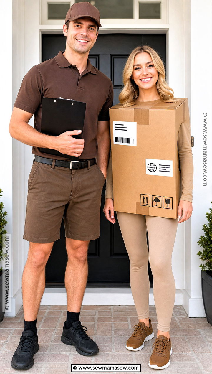 Delivery Driver And Package Costume - 35 clever couples halloween costumes