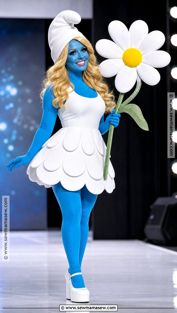 Deluxe Smurfette Costume With Oversized Flower - 35 smurfette costume ideas