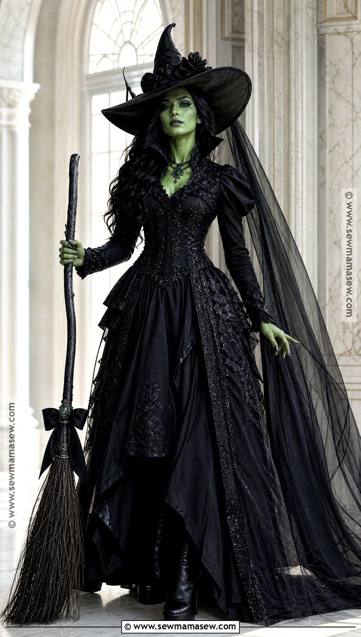 Deluxe Wicked Witch Costume With Cape Train - 30 bad witch wizard of oz costume ideas