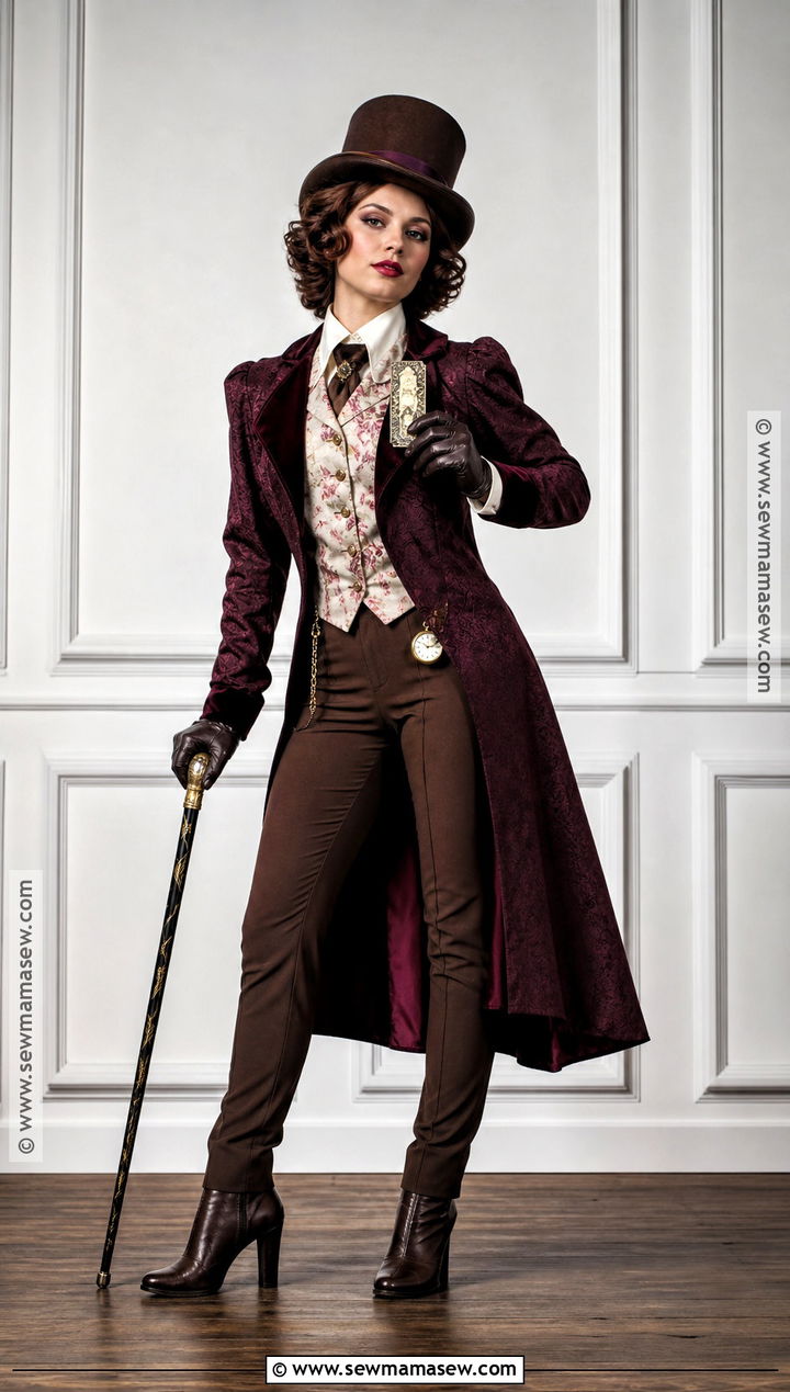 Deluxe Willy Wonka Cosplay With Brocade Coat - 35 Willy Wonka Costume Ideas for Women