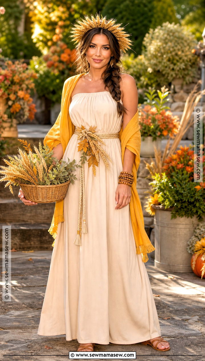 Demeter Greek Goddess Costume With Wheat Crown - 30 greek gods costume ideas
