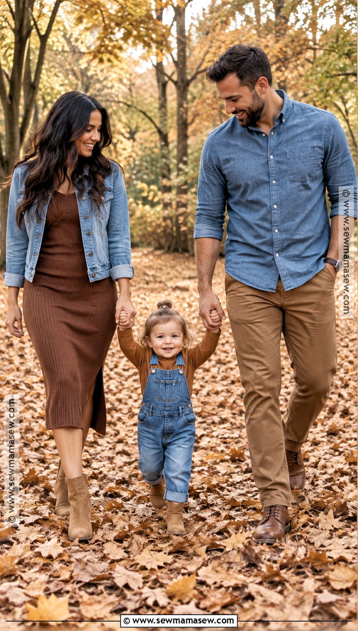 Denim And Brown Fall Family Photo Outfits - 15 fall family photos outfits 2026