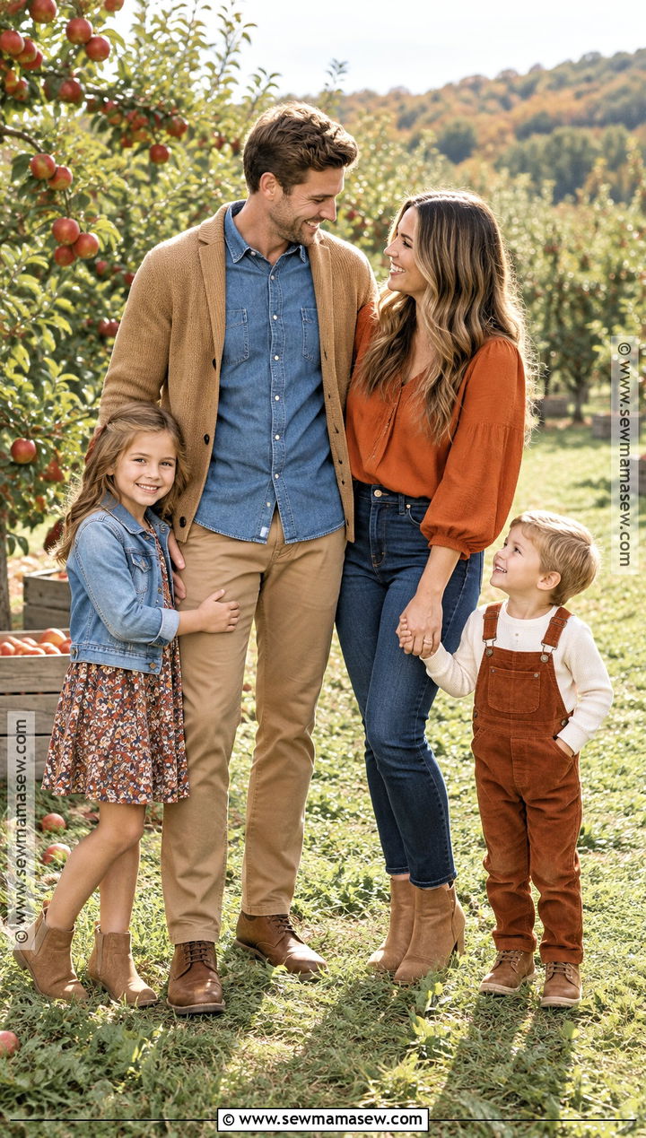 Denim And Burnt Orange Fall Family Picture Outfits - 15 fall family pictures outfits 4 people