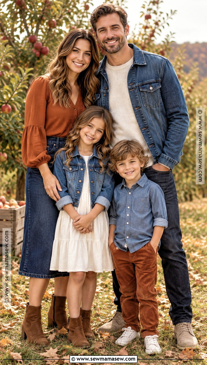 Denim And Burnt Orange Fall Family Picture Outfits - 15 Fall Clothing Ideas For Family Pictures