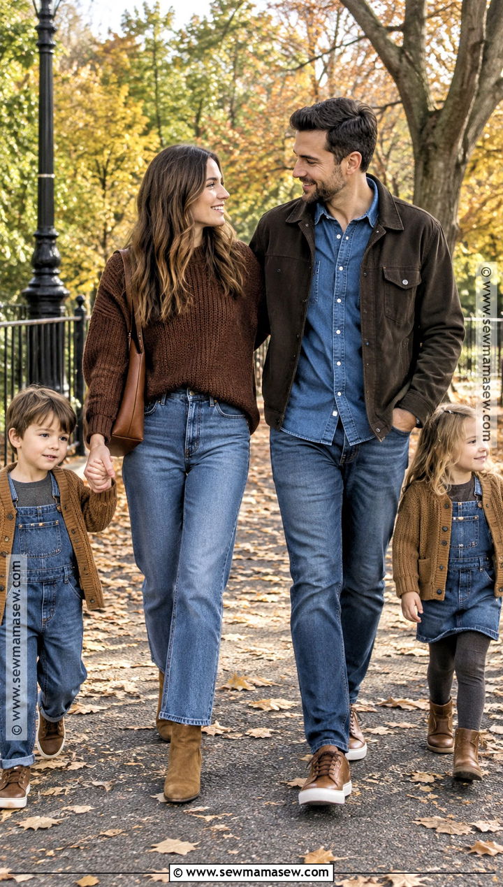 Denim And Chocolate Brown Fall Family Outfit - 15 fall family inspo outfits
