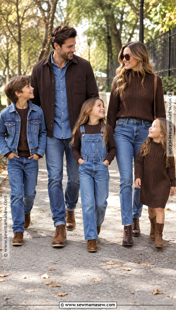 Denim And Chocolate Brown Fall Family Outfits - 15 fall family matching outfits