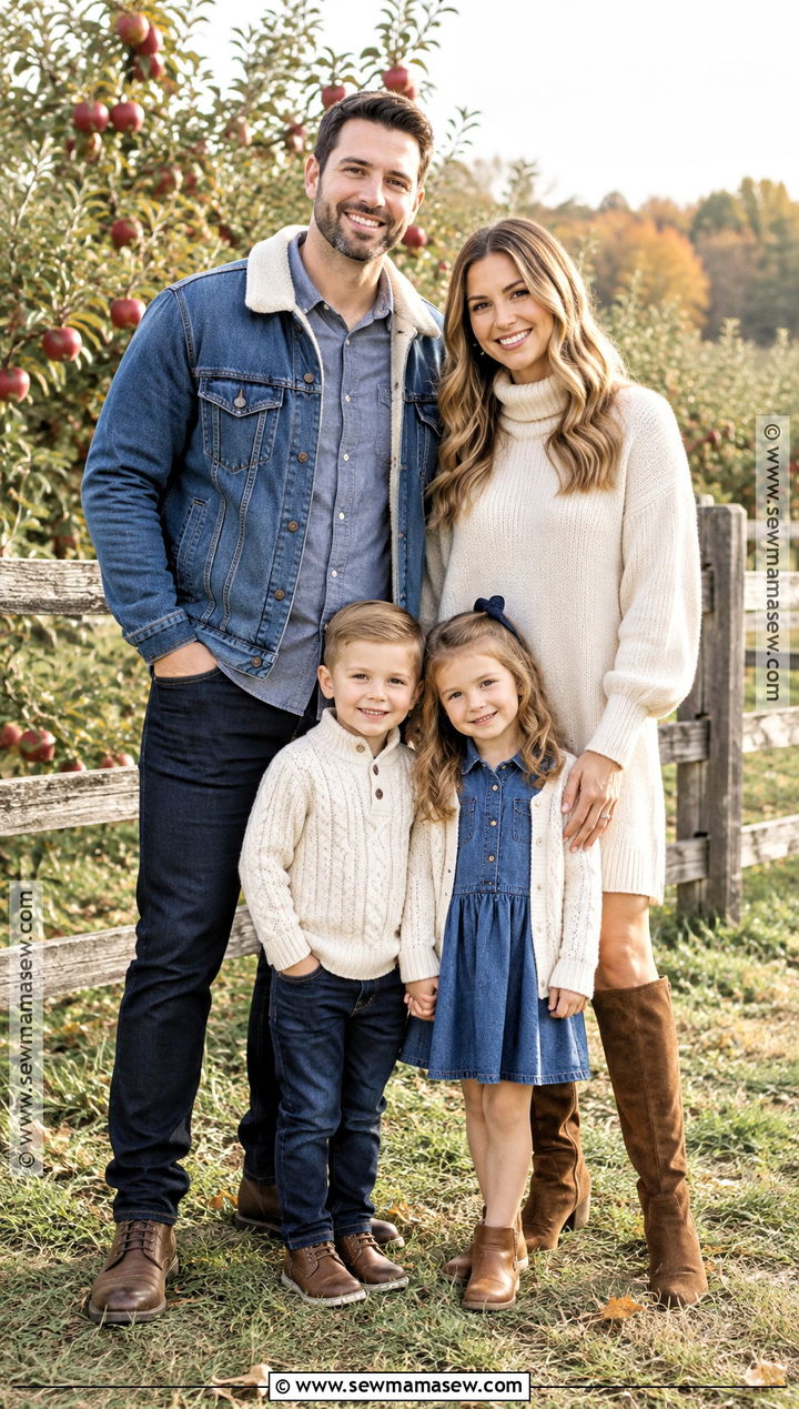 Denim And Cream Fall Family Photo Outfit - 25 fall family photos outfits