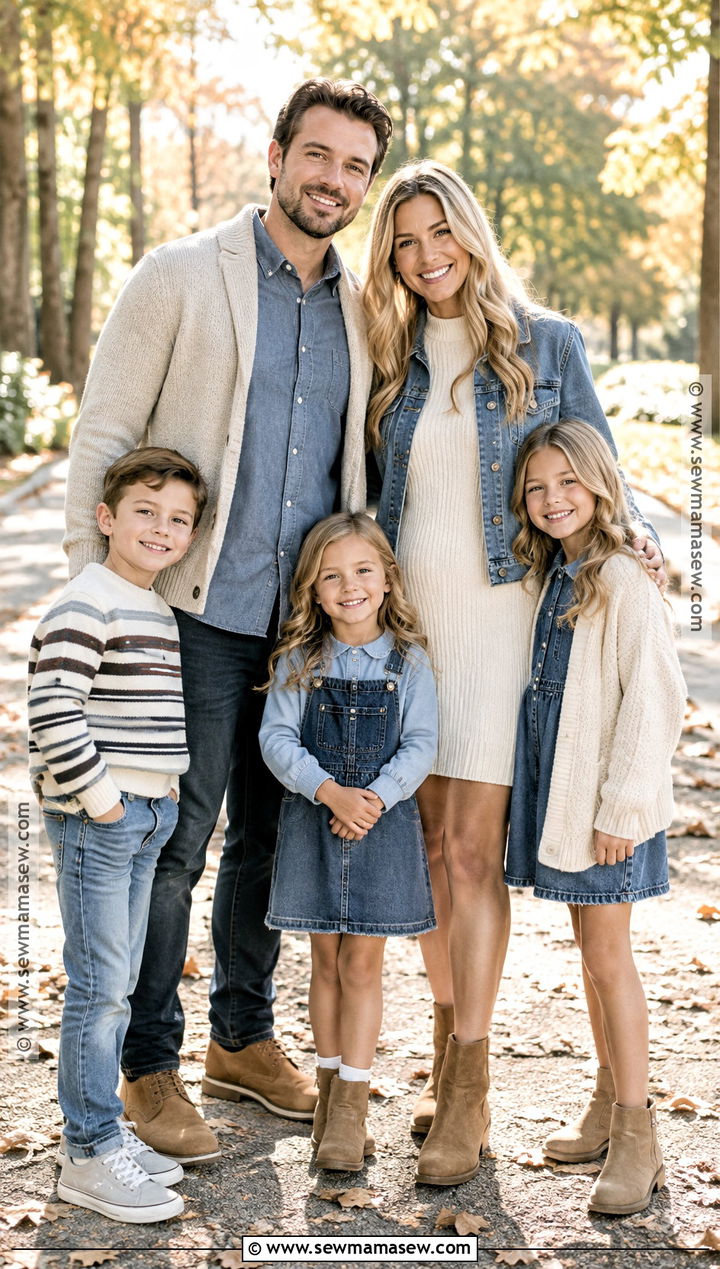 Denim And Cream Family Fall Photoshoot Outfit - 25 family fall photoshoot outfits