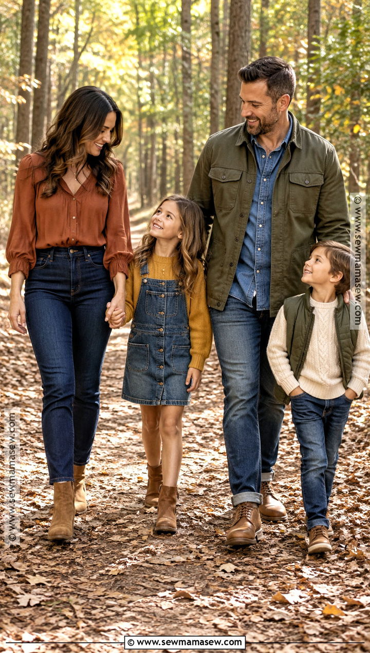 Denim And Earth Tone Fall Family Picture Outfit - 15 clothes for fall family pictures