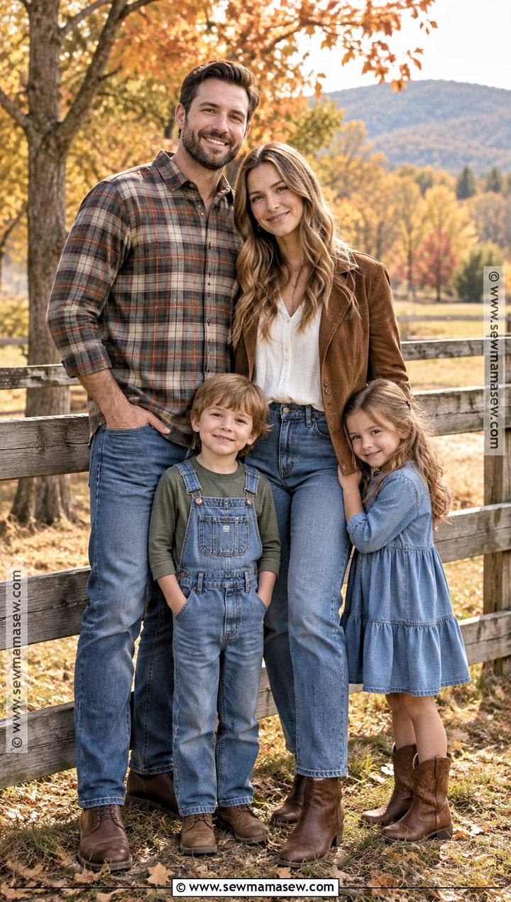 Denim And Flannel Family Photoshoot Outfits - 15 autumn family photoshoot outfit ideas
