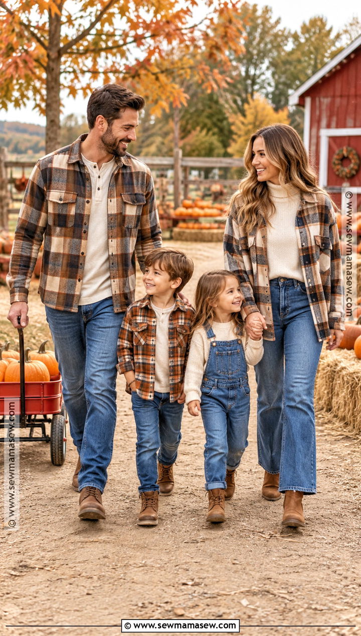 Denim And Flannel Family Pumpkin Patch Outfit - 20 pumpkin patch outfit ideas for family