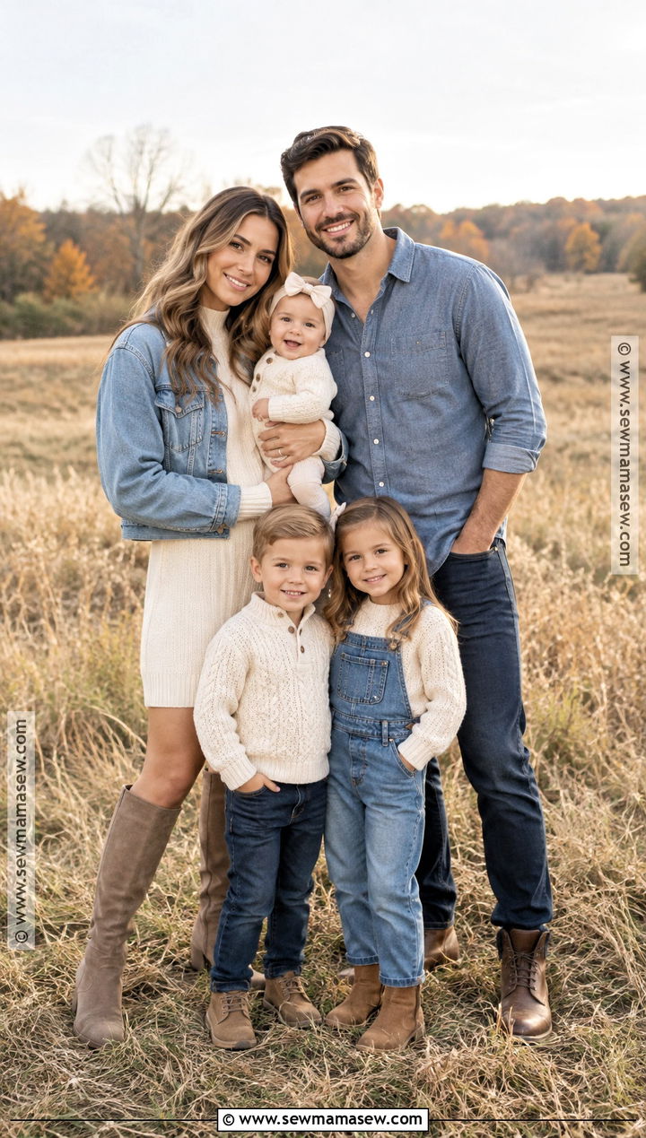 Denim And Ivory Fall Family Photo Outfits - 20 outdoor family photo outfits fall
