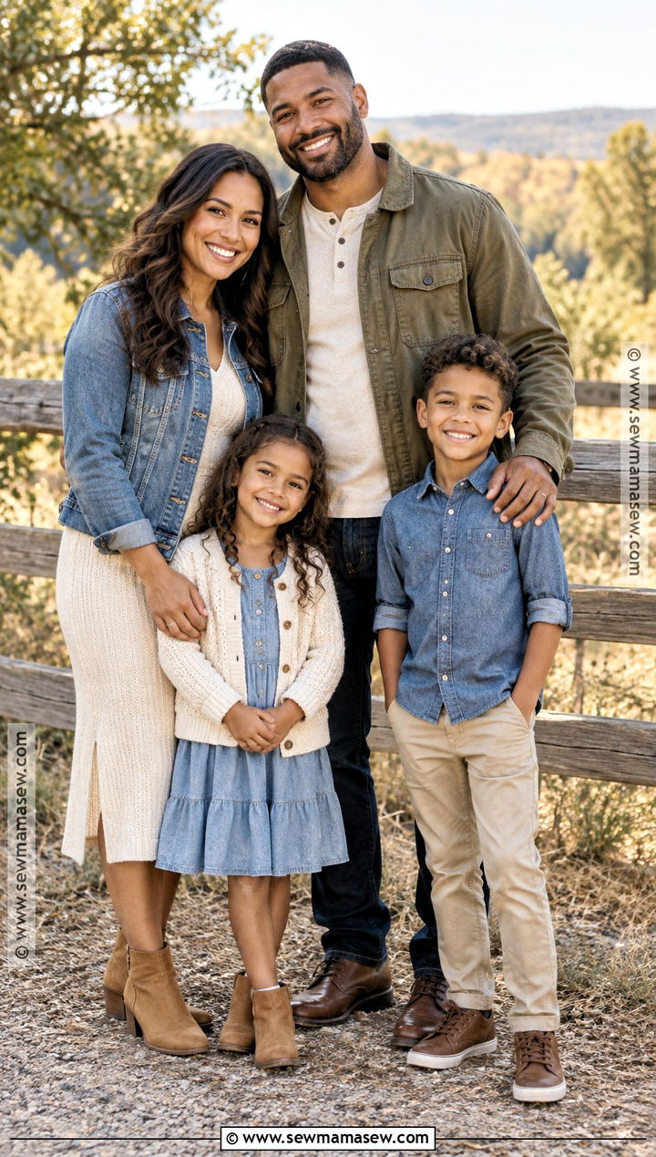 Denim And Ivory Fall Family Photo Outfits - 20 cute fall family photo outfits