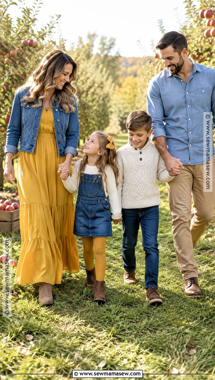 Denim And Mustard Fall Family Photo Outfits - 15 fall photography family outfits
