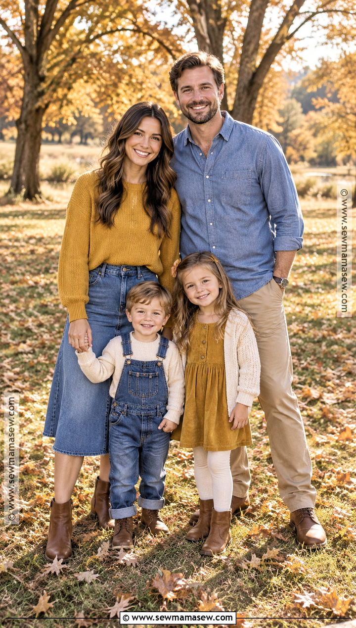 Denim And Mustard Fall Family Picture Outfits - 15 clothes for family pictures fall