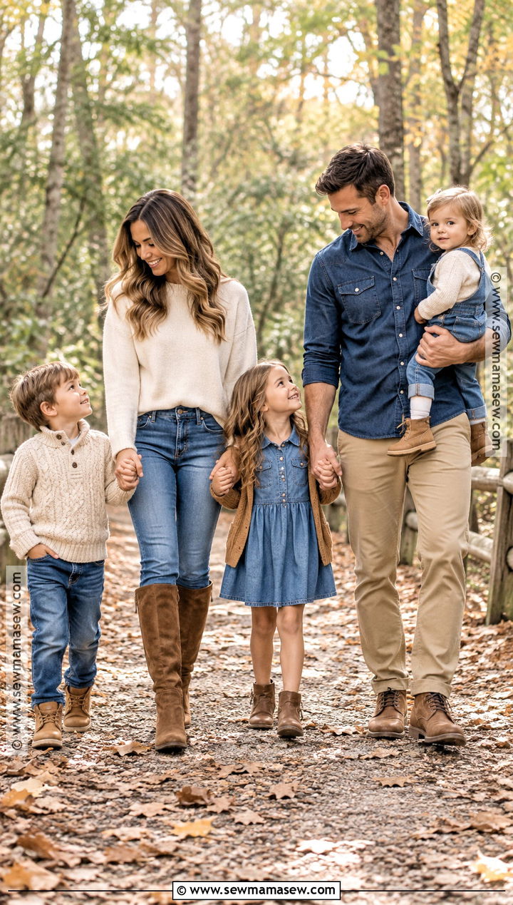 Denim And Neutral Fall Family Picture Outfits - 15 Family Pictures Matching Outfits Fall