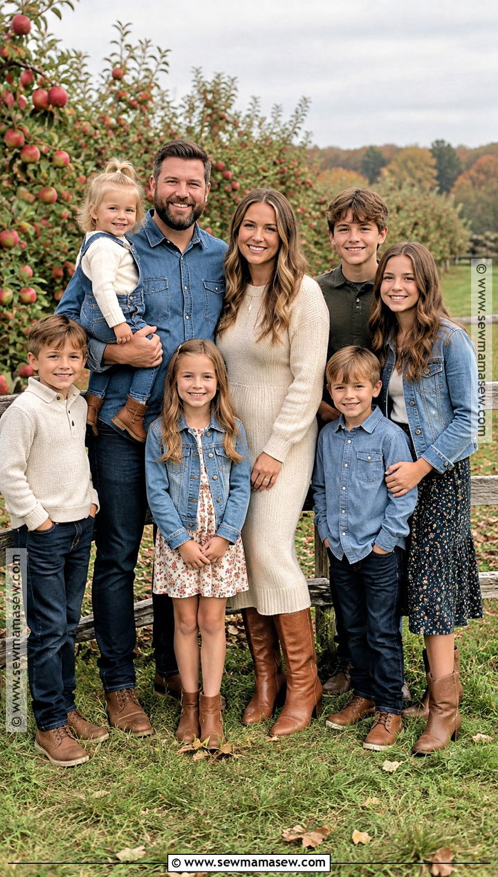 Denim And Neutral Fall Family Picture Outfits - 15 fall large family pictures outfits