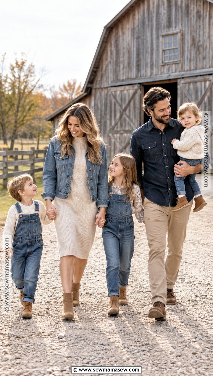 Denim And Oatmeal Family Photoshoot Outfit - 25 Fall Photoshoot Outfits for Family