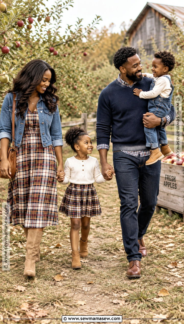 Denim And Plaid Fall Family Outfits - 15 fall photoshoot outfits family black