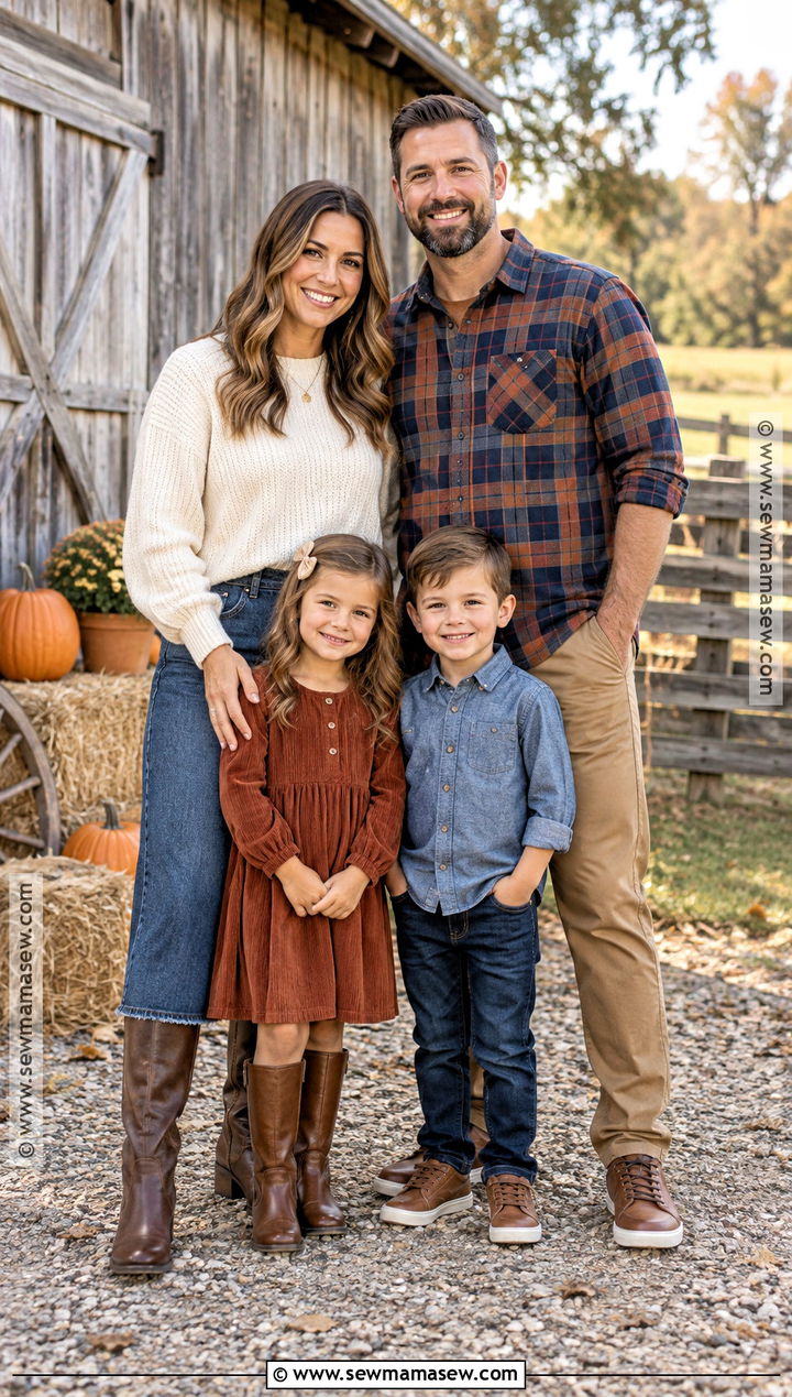 Denim And Plaid Fall Family Photoshoot Outfit - 20 fall family photoshoot outfits
