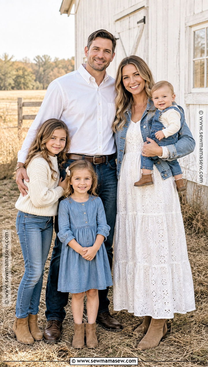 Denim And White Fall Family Picture Outfits - 15 fall family pictures outfits country