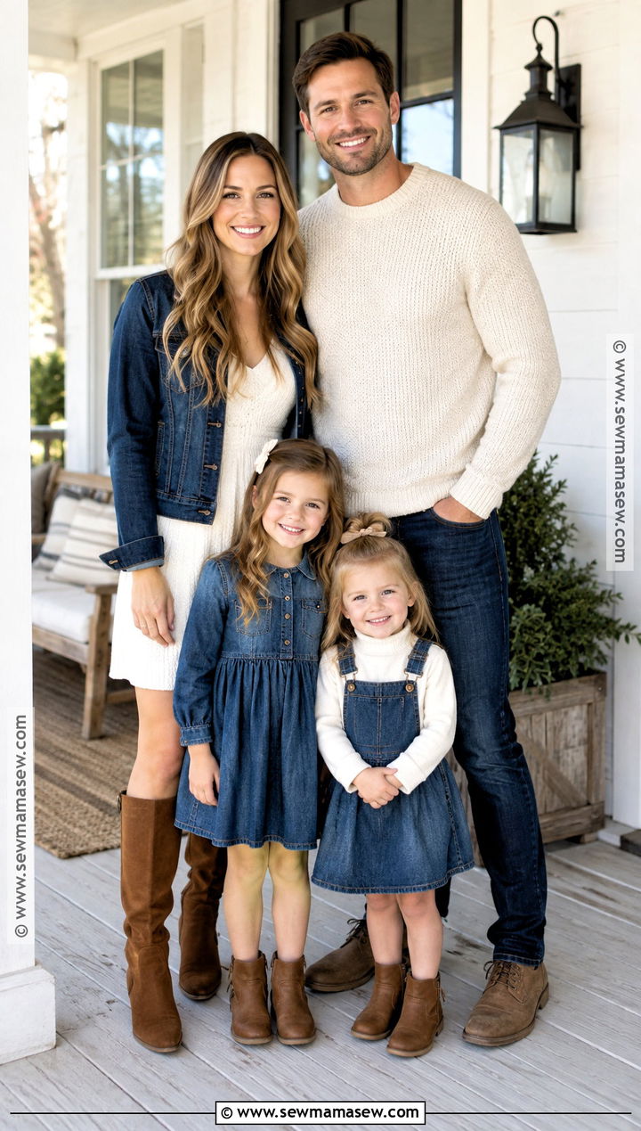 Denim And White November Family Photo Outfits - 20 november family pictures outfits
