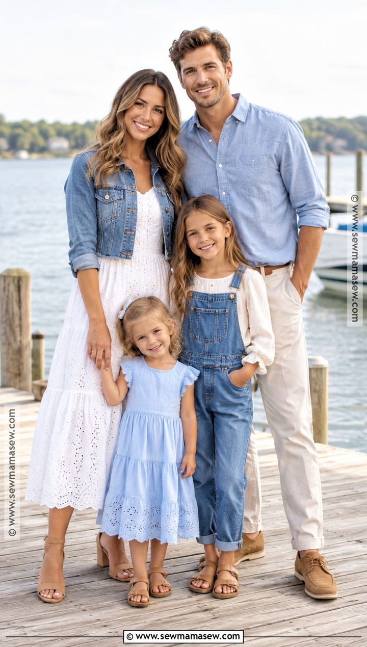 Denim And White September Family Photo Outfits - 20 family photo outfits september