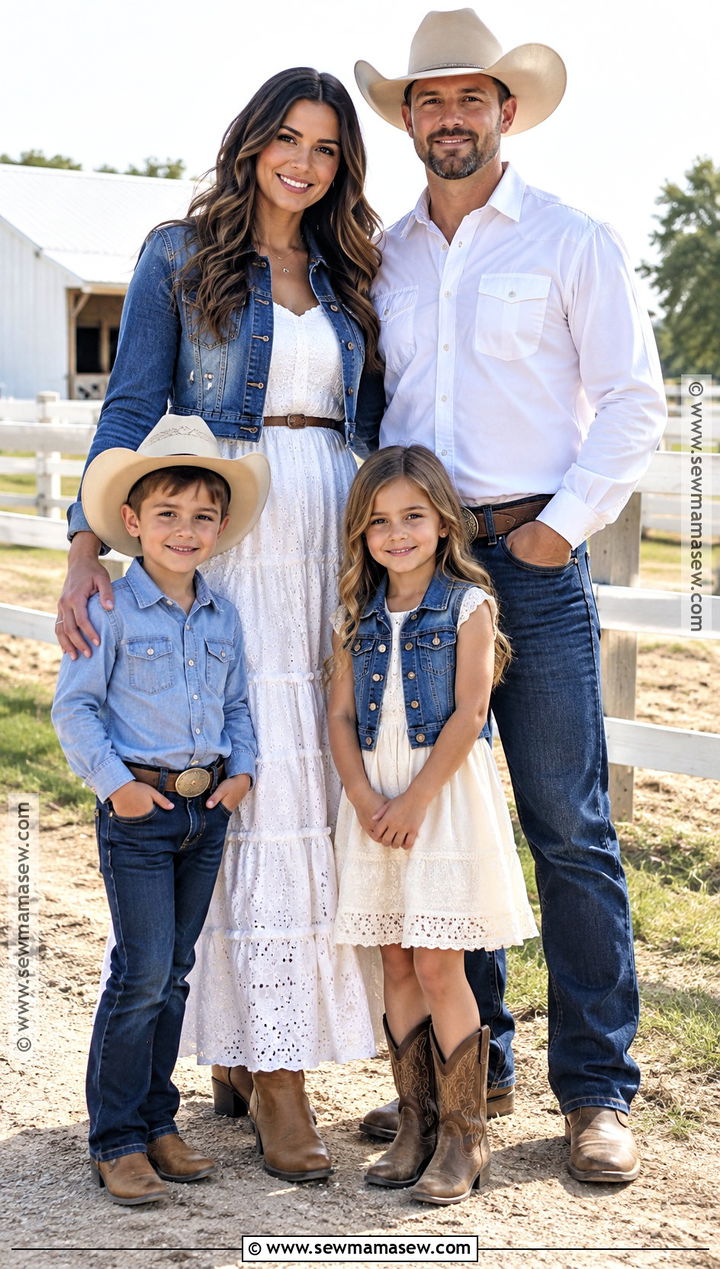 Denim And White Western Family Outfit - 20 fall family pictures outfits western