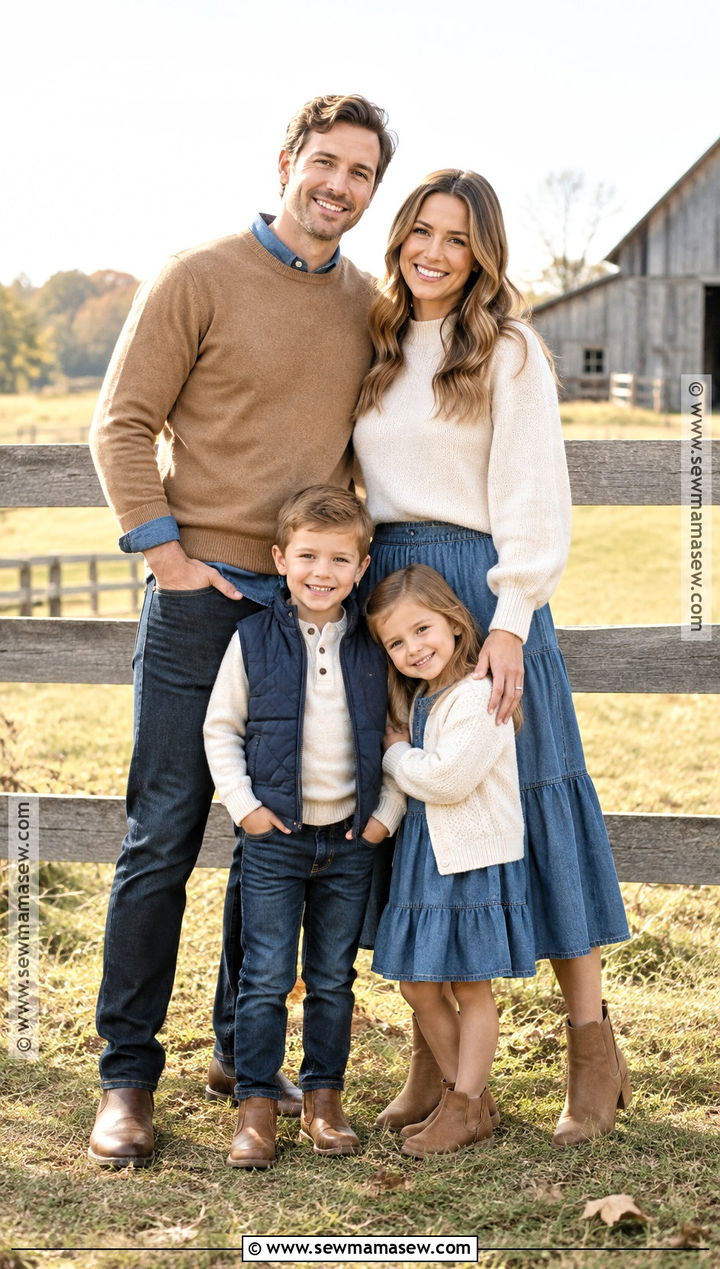Denim Blue And Oatmeal Fall Family Session Outfit - 15 fall session outfits for family