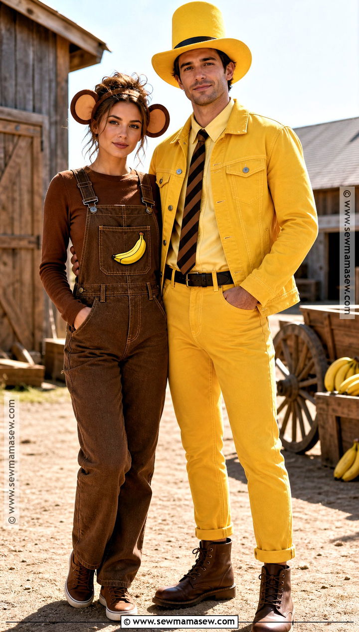 Denim Curious George Couple Costume - 35 curious george couple costume ideas
