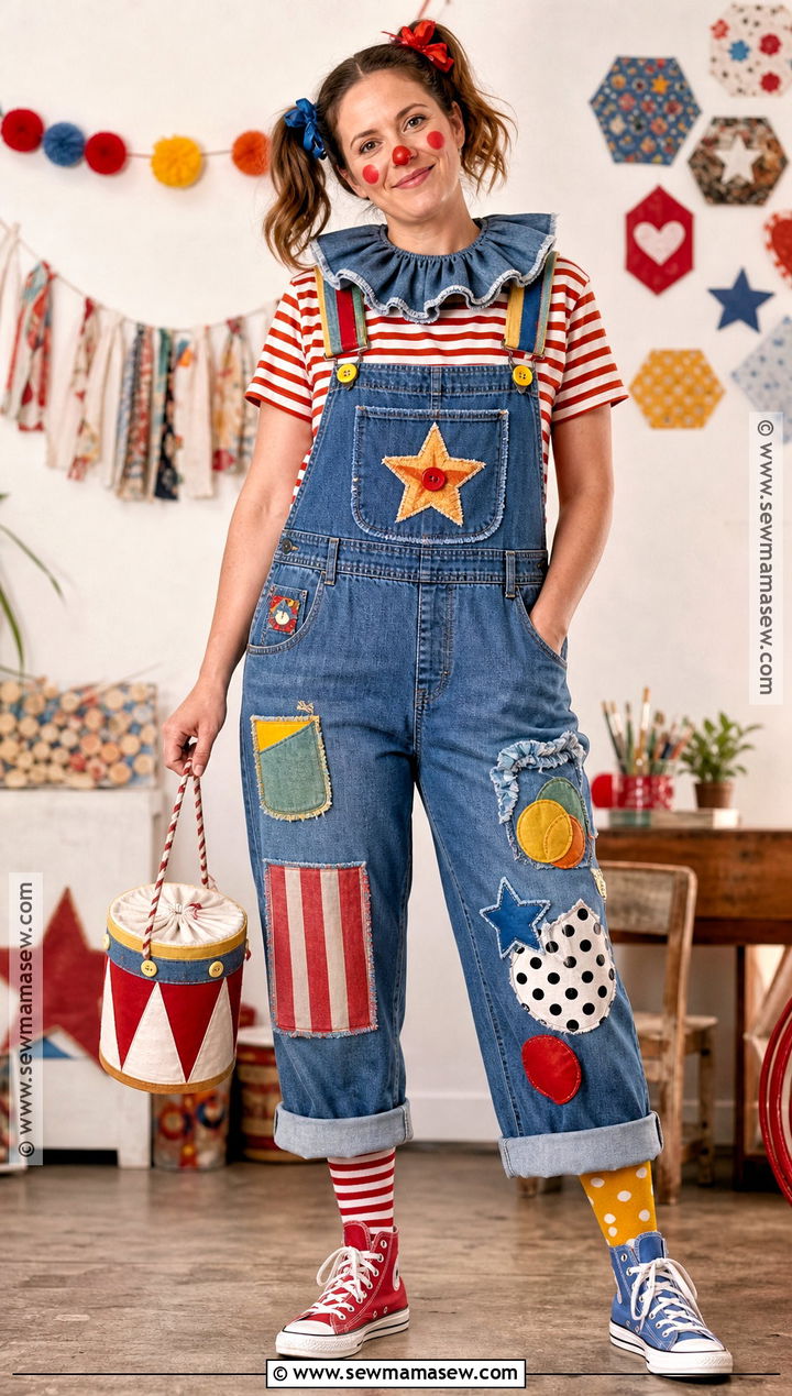 Denim DIY Circus Clown Costume - 30 circus clown costume ideas