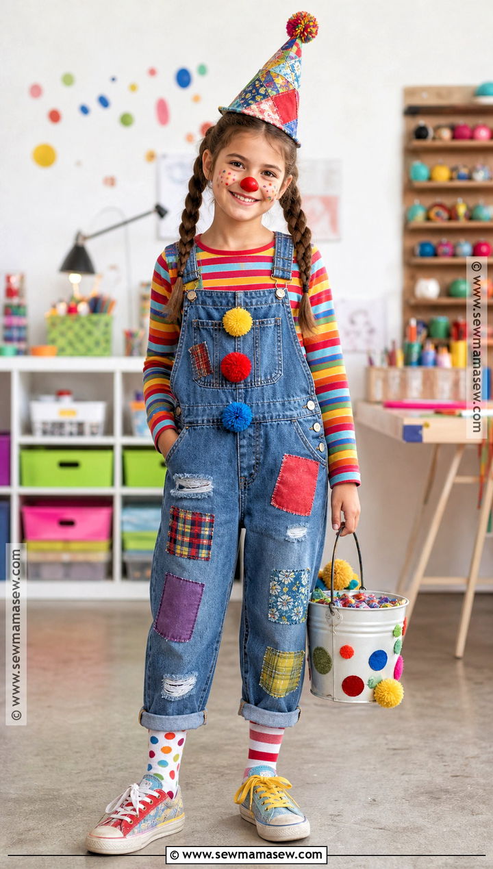 Denim DIY Girl Clown Costume - 30 girl clown costume ideas