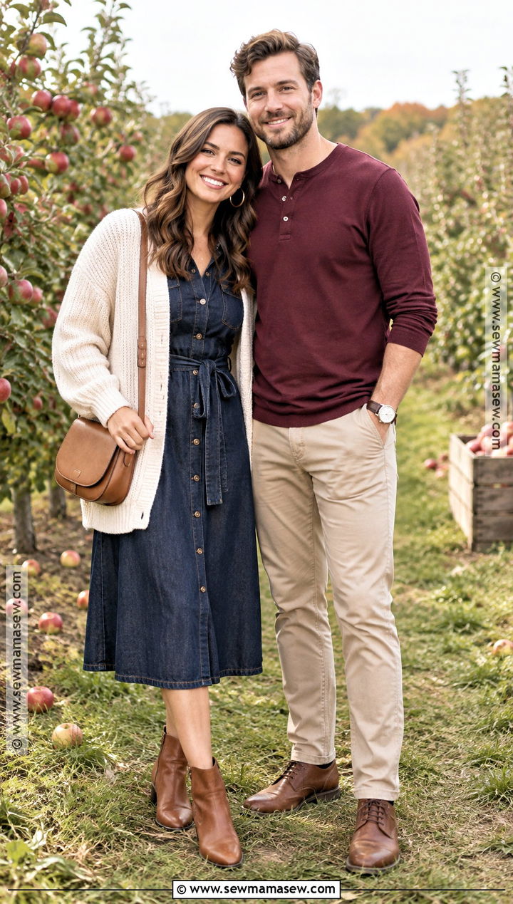 Denim Dress And Ankle Boots Engagement Picture Outfit - 20 september engagement pictures outfits