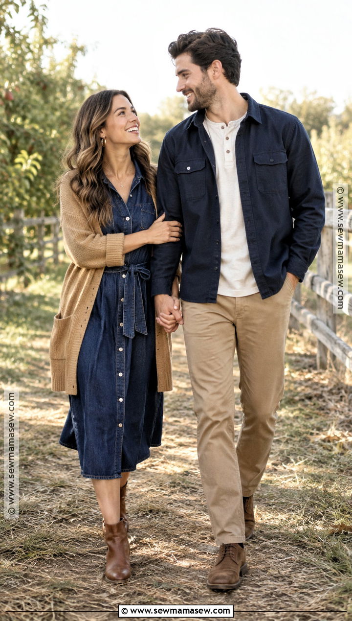 Denim Dress And Ankle Boots Save The Date Outfit - 15 save the date outfit ideas fall