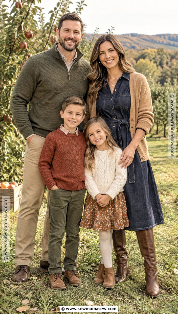 Denim Dress And Brown Boots Fall Picture Outfit - 15 fall family pictures outfits for moms