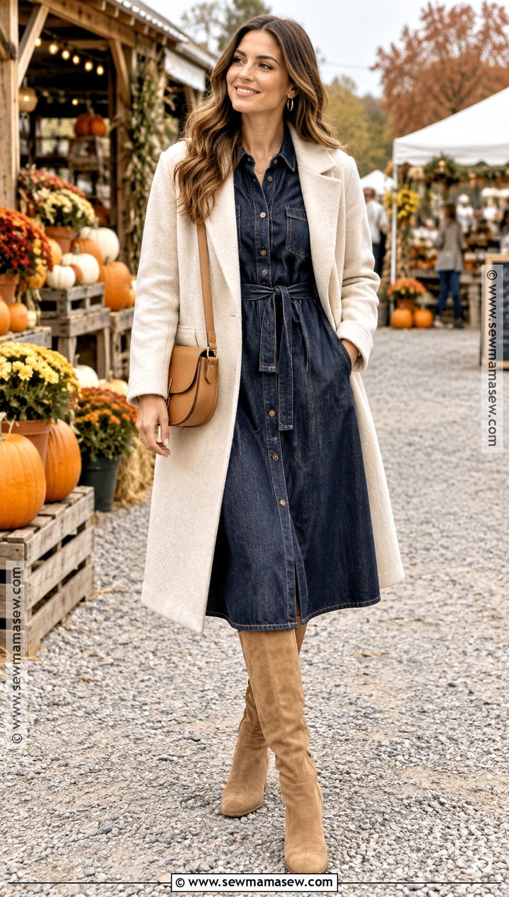 Denim Dress And Suede Boots Fall Proposal Outfit - 25 fall proposal outfit ideas