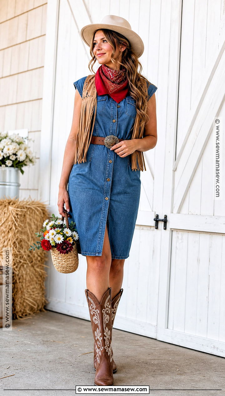 Denim Dress Cowgirl Costume - 50 cowgirl costume ideas