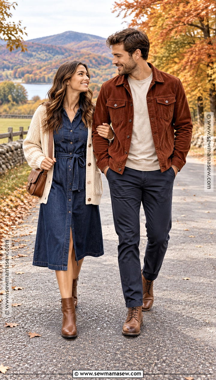 Denim Dress Fall Couple Photo Outfit - 15 fall couple photos outfits dress