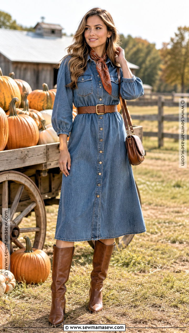 Denim Dress Pumpkin Patch Outfit - 25 pumpkin patch outfits