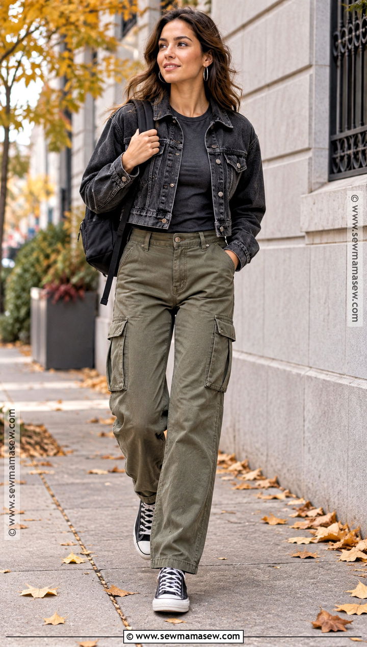 Denim Jacket And Cargo Pants Autumn Rock Outfit - 20 autumn rock outfit ideas