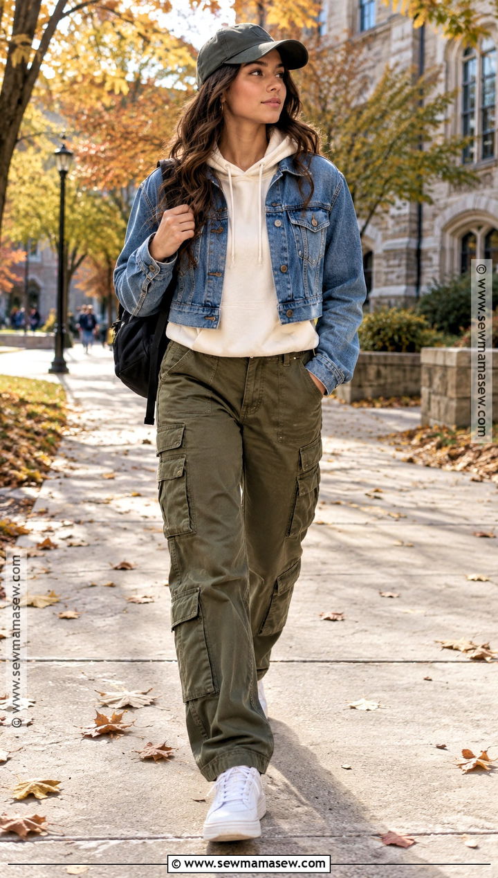 Denim Jacket And Cargo Pants Canada Fall Outfit - 20 canada fall outfits