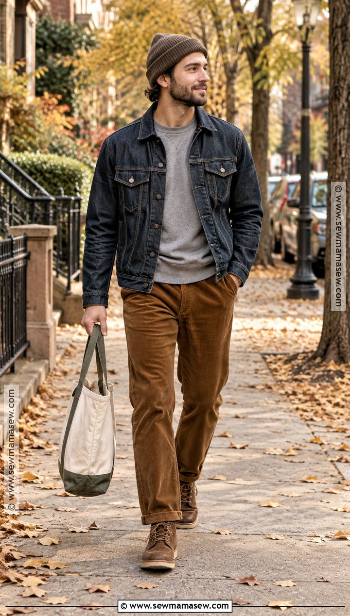 Denim Jacket And Corduroy Pants Fall Outfit - 15 fall outfits 2026 for men